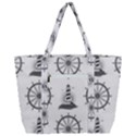 Marine Nautical Seamless Pattern With Vintage Lighthouse Wheel Zip Up Canvas Bag View3