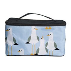 Cute Seagulls Seamless Pattern Light Blue Background Cosmetic Storage Case