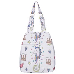 Seamless Pattern Cute Unicorn Cartoon Hand Drawn Center Zip Backpack