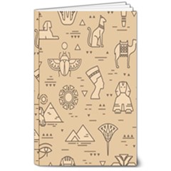 Egyptian Seamless Pattern Symbols Landmarks Signs Egypt 8  X 10  Softcover Notebook