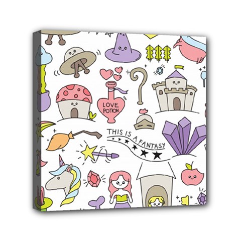 Fantasy Things Doodle Style Vector Illustration Mini Canvas 6  X 6  (stretched)