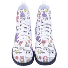 Fantasy Things Doodle Style Vector Illustration Men s High-Top Canvas Sneakers