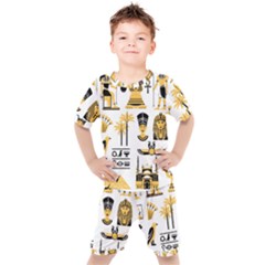 Egypt Symbols Decorative Icons Set Kids  T-shirt And Shorts Set