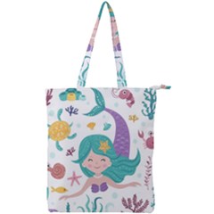 Set Cute Mermaid Seaweeds Marine In Habitants Double Zip Up Tote Bag by Bedest