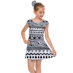 Boho Style Pattern Kids  Cap Sleeve Dress
