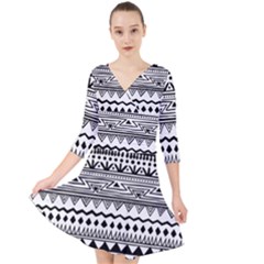 Boho Style Pattern Quarter Sleeve Front Wrap Dress by Bedest