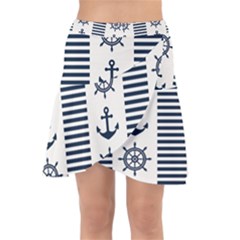 Nautical Seamless Pattern Vector Illustration Wrap Front Skirt by Bedest