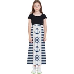 Nautical Seamless Pattern Vector Illustration Kids  Flared Maxi Skirt