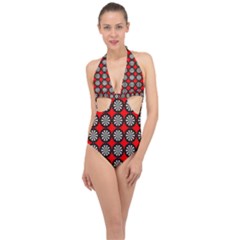 Dart Board Halter Front Plunge Swimsuit by Dutashop