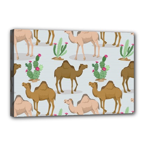 Camels Cactus Desert Pattern Canvas 18  X 12  (stretched) by Hannah976