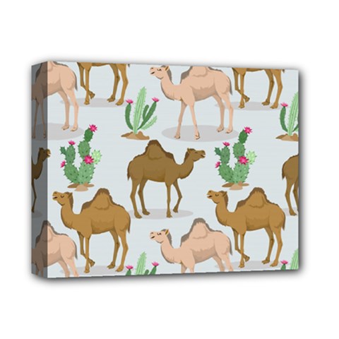 Camels Cactus Desert Pattern Deluxe Canvas 14  x 11  (Stretched)
