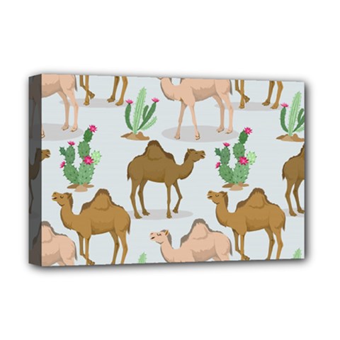 Camels Cactus Desert Pattern Deluxe Canvas 18  x 12  (Stretched)