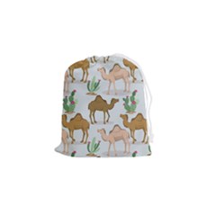 Camels Cactus Desert Pattern Drawstring Pouch (Small)