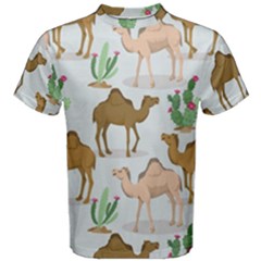 Camels Cactus Desert Pattern Men s Cotton T-Shirt