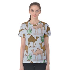 Camels Cactus Desert Pattern Women s Cotton T-Shirt