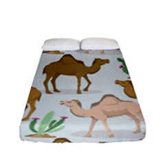 Camels Cactus Desert Pattern Fitted Sheet (Full/ Double Size)