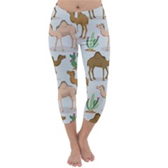 Camels Cactus Desert Pattern Capri Winter Leggings 