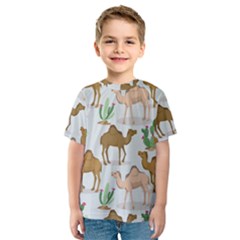 Camels Cactus Desert Pattern Kids  Sport Mesh T-Shirt