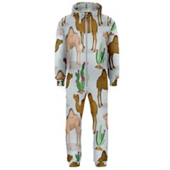 Camels Cactus Desert Pattern Hooded Jumpsuit (Men)