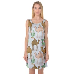 Camels Cactus Desert Pattern Sleeveless Satin Nightdress