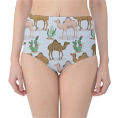 Camels Cactus Desert Pattern Classic High-Waist Bikini Bottoms