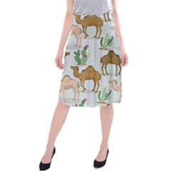 Camels Cactus Desert Pattern Midi Beach Skirt