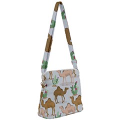 Camels Cactus Desert Pattern Zipper Messenger Bag