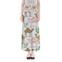 Camels Cactus Desert Pattern Full Length Maxi Skirt