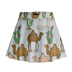 Camels Cactus Desert Pattern Mini Flare Skirt