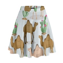 Camels Cactus Desert Pattern High Waist Skirt