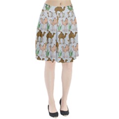 Camels Cactus Desert Pattern Pleated Skirt