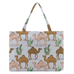 Camels Cactus Desert Pattern Zipper Medium Tote Bag