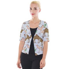 Camels Cactus Desert Pattern Cropped Button Cardigan