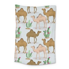 Camels Cactus Desert Pattern Small Tapestry