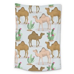 Camels Cactus Desert Pattern Large Tapestry