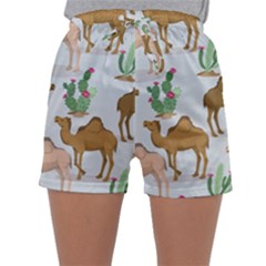 Camels Cactus Desert Pattern Sleepwear Shorts