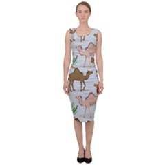 Camels Cactus Desert Pattern Sleeveless Pencil Dress