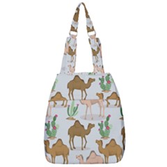 Camels Cactus Desert Pattern Center Zip Backpack