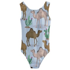 Camels Cactus Desert Pattern Kids  Cut-Out Back One Piece Swimsuit