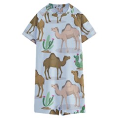 Camels Cactus Desert Pattern Kids  Boyleg Half Suit Swimwear