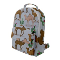 Camels Cactus Desert Pattern Flap Pocket Backpack (Large)
