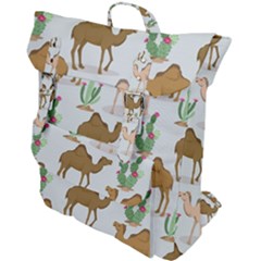 Camels Cactus Desert Pattern Buckle Up Backpack