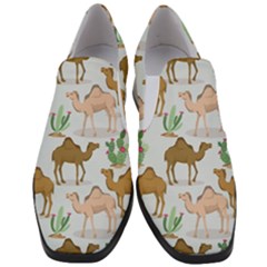 Camels Cactus Desert Pattern Women Slip On Heel Loafers