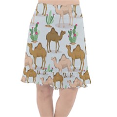 Camels Cactus Desert Pattern Fishtail Chiffon Skirt