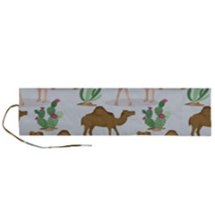 Camels Cactus Desert Pattern Roll Up Canvas Pencil Holder (L)