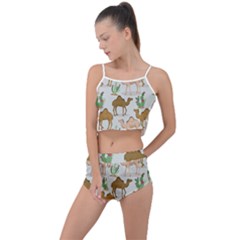 Camels Cactus Desert Pattern Summer Cropped Co-Ord Set