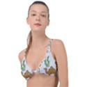 Camels Cactus Desert Pattern Knot Up Bikini Top View1