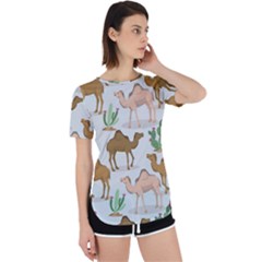 Camels Cactus Desert Pattern Perpetual Short Sleeve T-Shirt