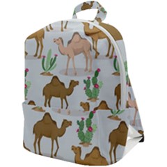 Camels Cactus Desert Pattern Zip Up Backpack