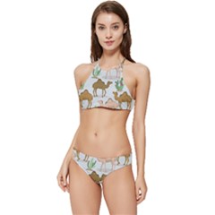 Camels Cactus Desert Pattern Banded Triangle Bikini Set